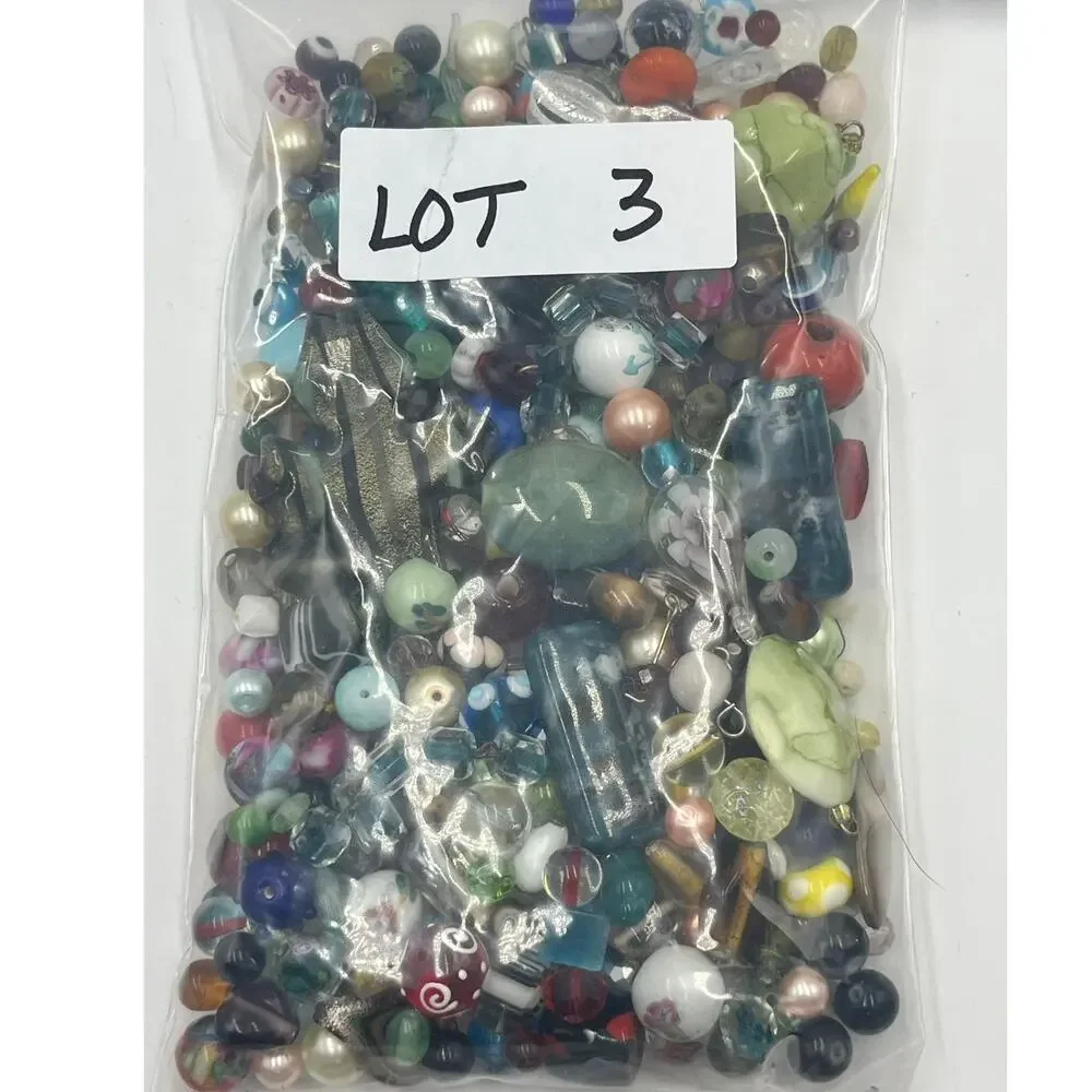 One Pound Mix of Assorted Glass Beads for Jewelry Making, Craft, Repurpose LOT 3